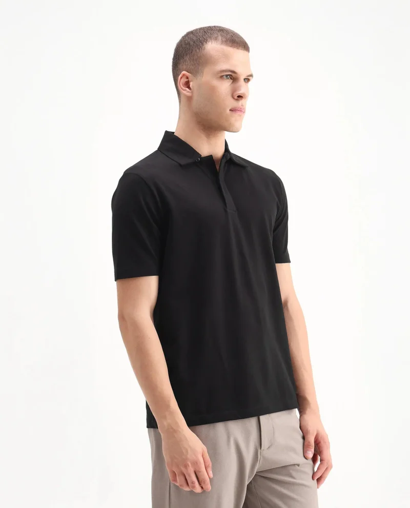 Rare Rabbit Men's Regular Fit Solid Cotton Polo
