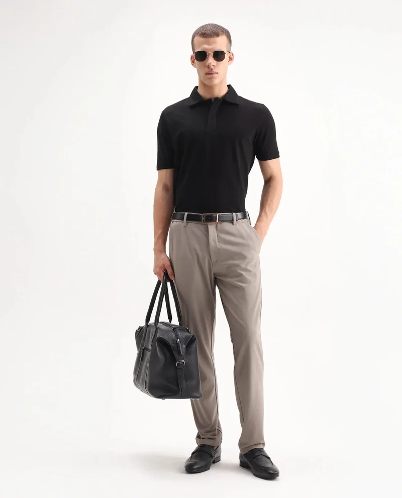 Rare Rabbit Men's Regular Fit Solid Cotton Polo