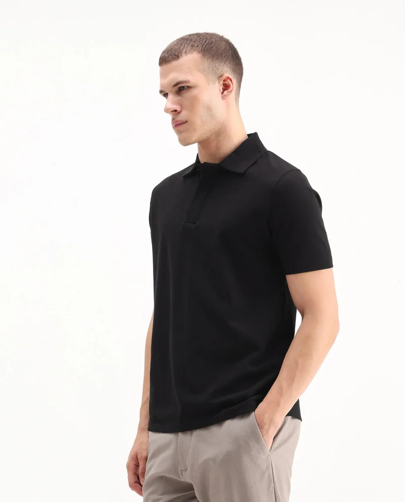 Rare Rabbit Men's Regular Fit Solid Cotton Polo
