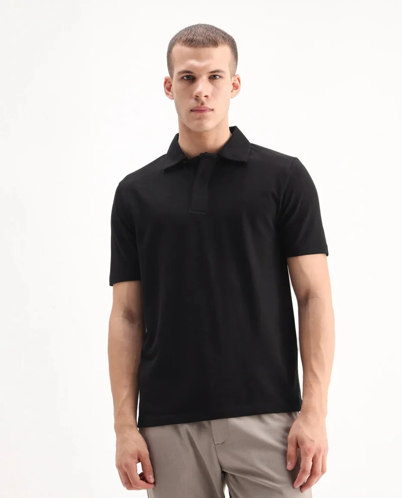 Rare Rabbit Men's Regular Fit Solid Cotton Polo