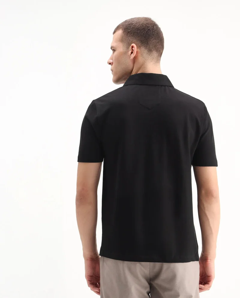 Rare Rabbit Men's Regular Fit Solid Cotton Polo