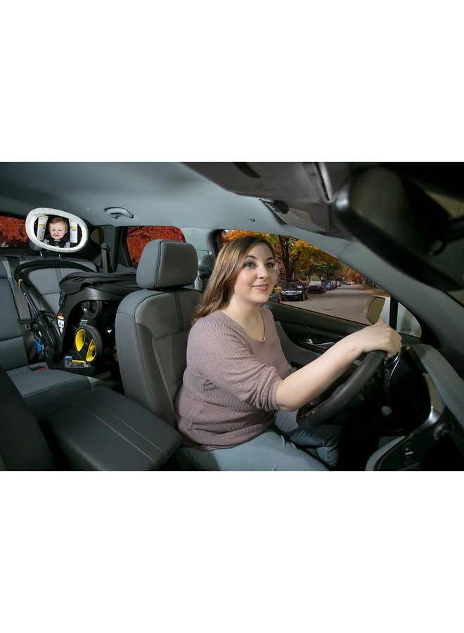 Nuby LED Light Backseat Baby Car Mirror with Remote Controlled Light, Wide View Shatter Resistant Mirror, Adjustable, White Cloud - Image 2