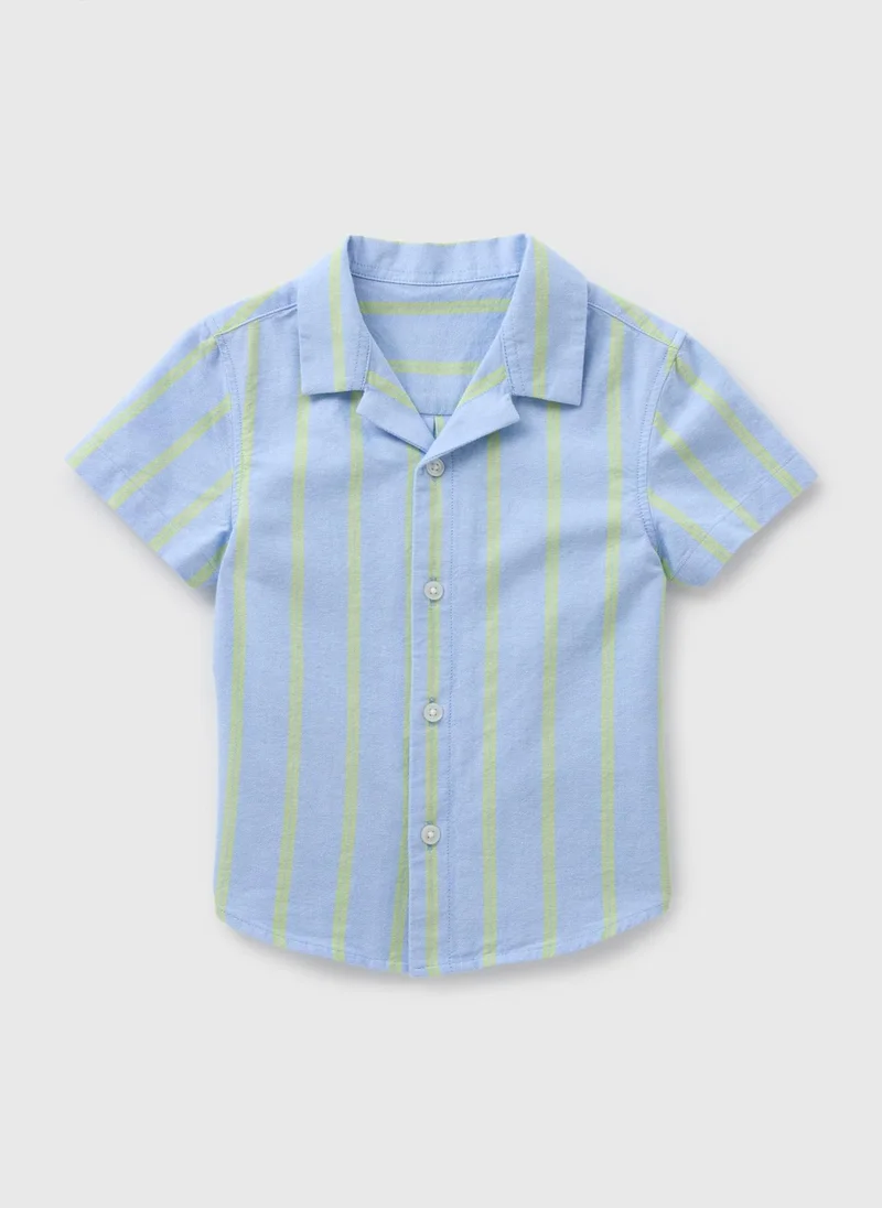 Matalan Ss Blue Oxford Lime Stripe Blue