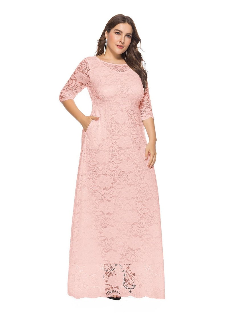 Loquat - Lace High Waist Pocket Dress Pink - Image 1