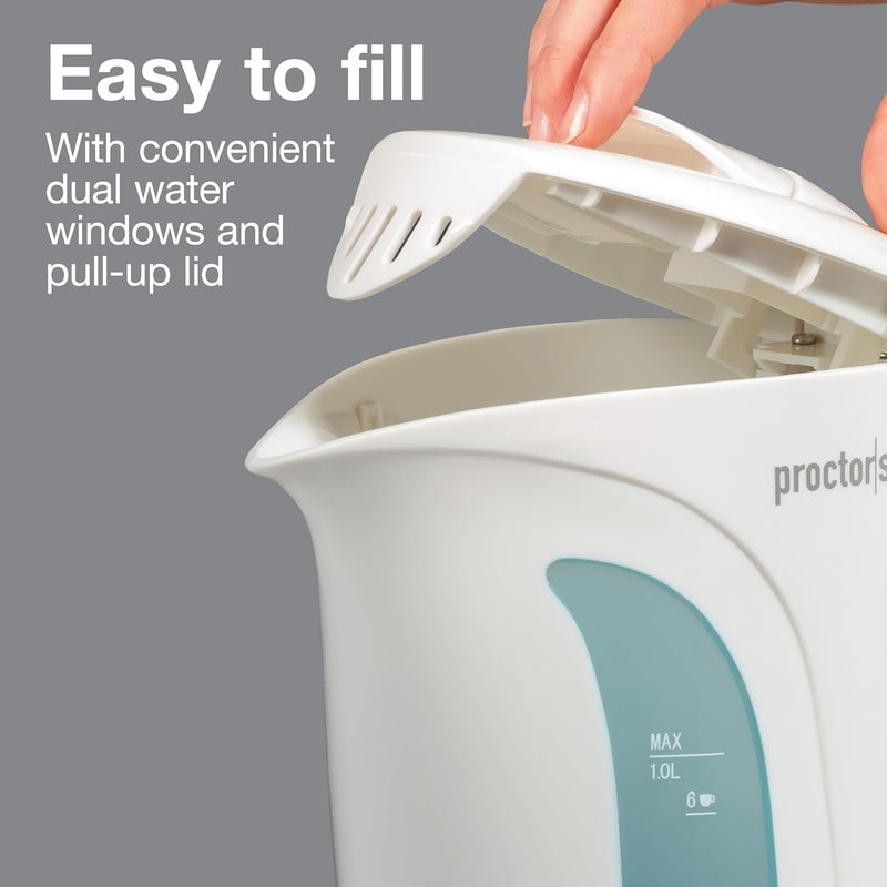 Proctor Silex Hamilton Beach K2070Y 1 Liter Electric Kettle - White - Image 4
