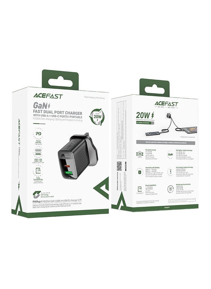 ACEFAST A79 20W GaN Dual Port Charger USB-A + USB-C Fast Charging - Image 2
