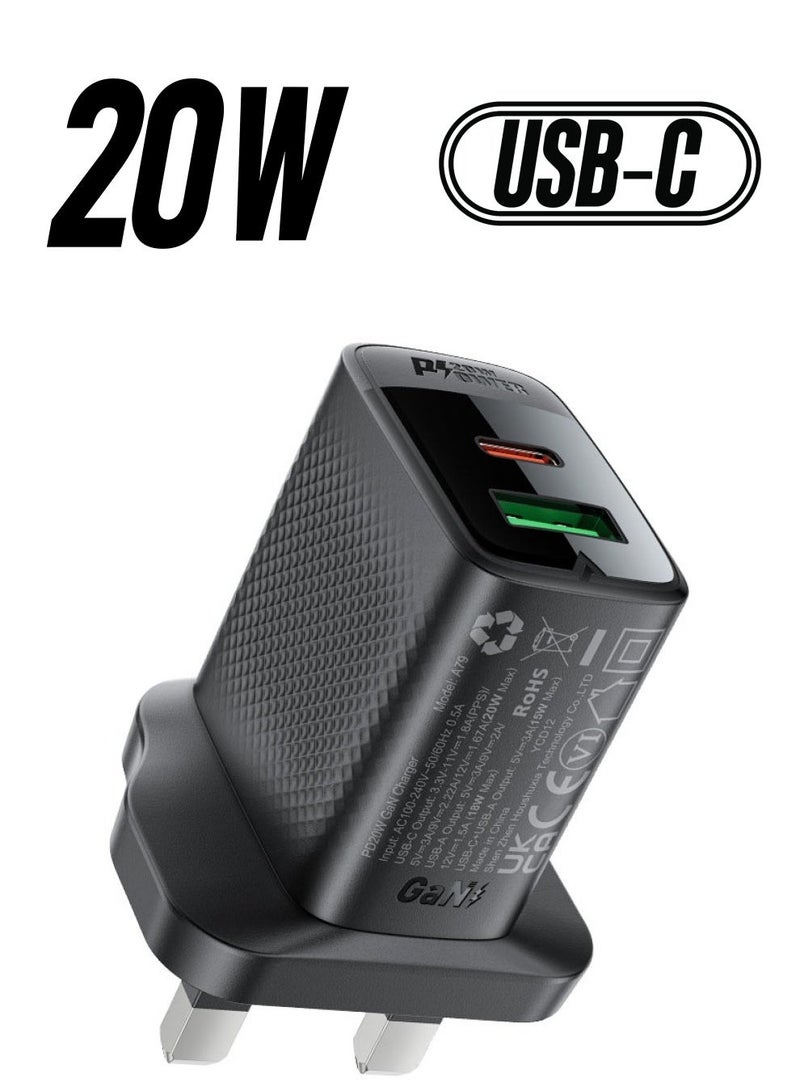 ACEFAST A79 20W GaN Dual Port Charger USB-A + USB-C Fast Charging - Image 1