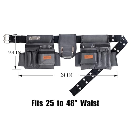 VIDAR TOOLS Tool Belt,12 Pockets Tool Belts for Men, Heavy Duty Carpenter/Construction/DIY'er/Electrician .Double layer thickened polyester fiber with waterproof coating. - Image 2