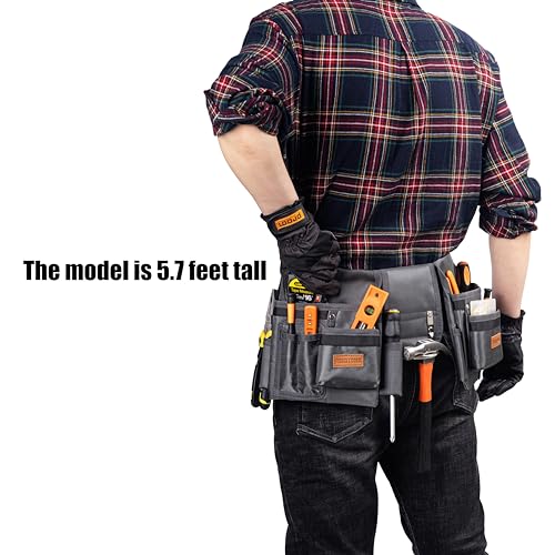 VIDAR TOOLS Tool Belt,12 Pockets Tool Belts for Men, Heavy Duty Carpenter/Construction/DIY'er/Electrician .Double layer thickened polyester fiber with waterproof coating. - Image 5