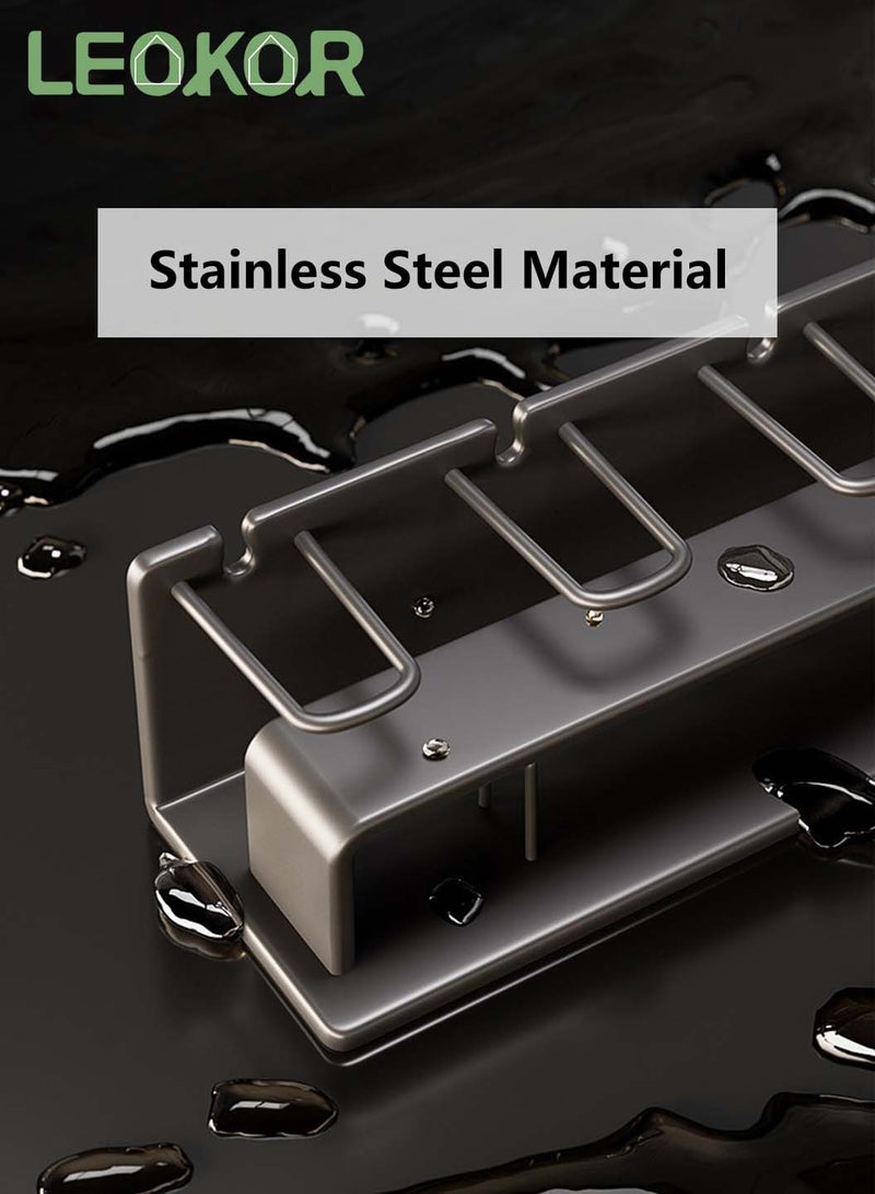 LEOKOR Toothbrush Holder, No Drill Need Stainless Steel Toothbrush Holder, Wall Mounted Multi-Functional Space Saving Toothbrush Organizer with 4 Slots - Image 4