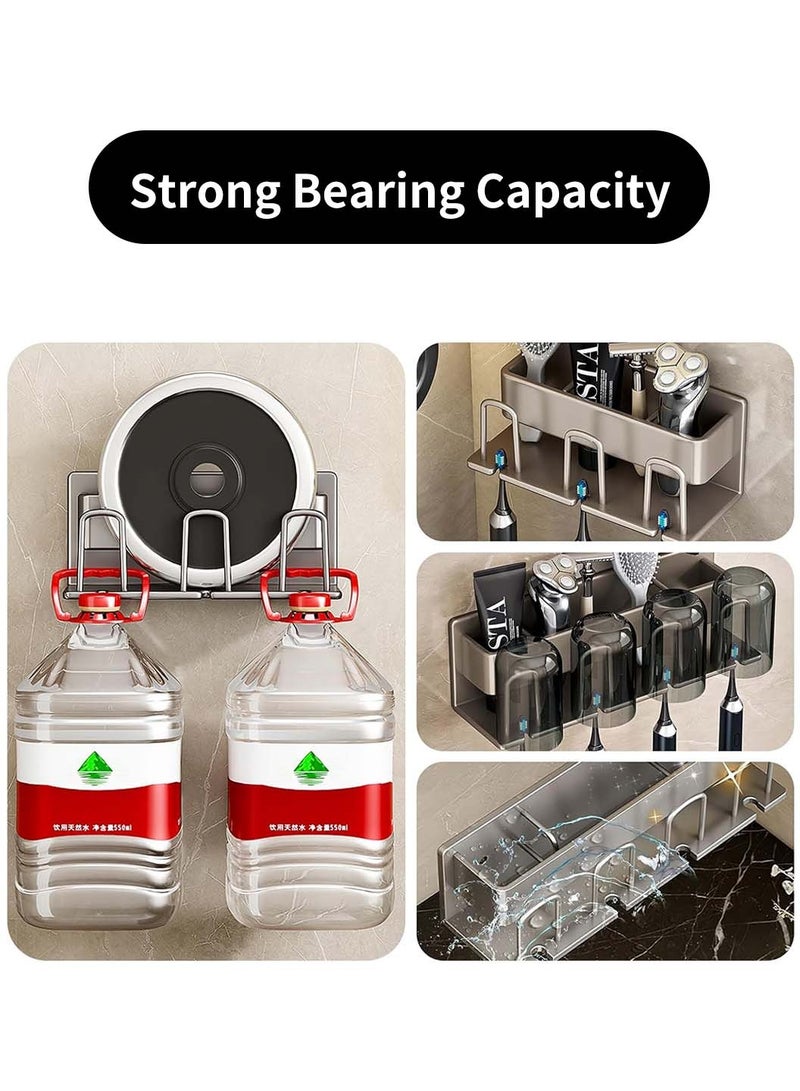 LEOKOR Toothbrush Holder, No Drill Need Stainless Steel Toothbrush Holder, Wall Mounted Multi-Functional Space Saving Toothbrush Organizer with 4 Slots - Image 5