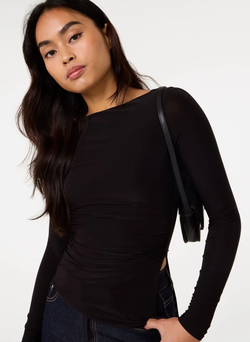 بينك فانيلا Long Sleeve Asymmetric Top