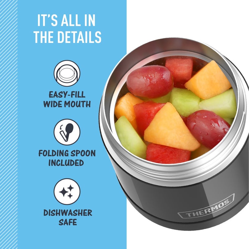 THERMOS FUNTAINER Insulated Food Jar, 10 Ounce, Kid Friendly Food Jar with Foldable Spoon, Black - Image 4