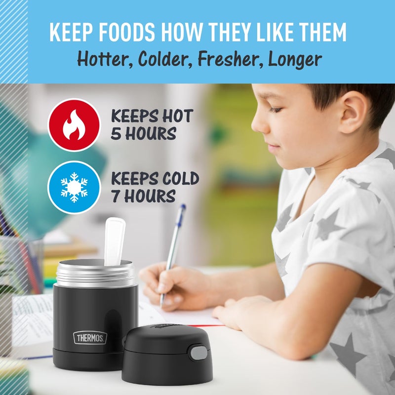 THERMOS FUNTAINER Insulated Food Jar, 10 Ounce, Kid Friendly Food Jar with Foldable Spoon, Black - Image 5