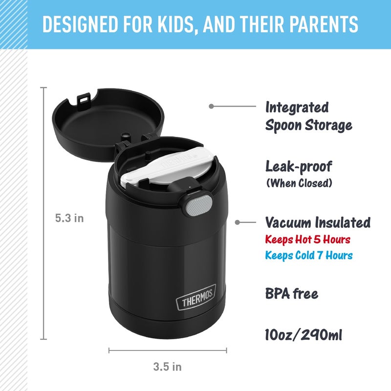 THERMOS FUNTAINER Insulated Food Jar, 10 Ounce, Kid Friendly Food Jar with Foldable Spoon, Black - Image 2