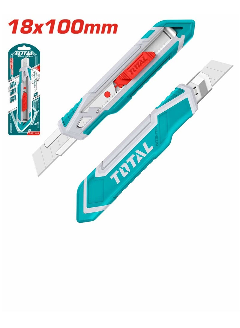 TOTAL Total Snap-Off Blade Knife – 18mm Blade with Flat Push Button for Precision Cutting and DIY Projects - Image 1
