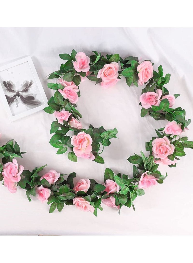 SYOSI قلادة ورد صناعية، حزمة 2 بطول 15 قدم زهور روز مزيفة معلقة نباتات نباتات زهور اصطناعية لحفلات الزفاف المنزلية الحدائق المكاتب الفنادق الحفلات الحرفية الزخرفة - Image 4