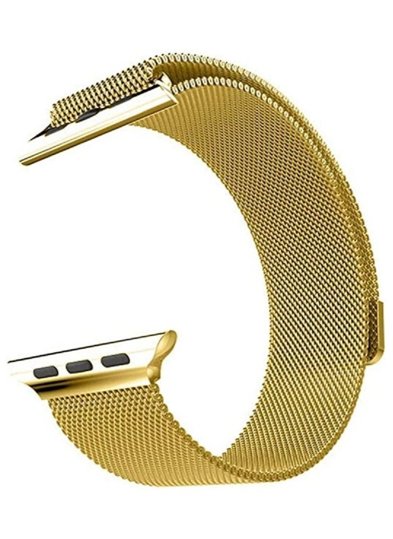 Generic - Milanese Loop Strap for Apple Watch Band 44mm 42mm 45mm Stainless Steel Metal Alloy Replacement Strap for iWatch Series SE/6/5/4/3/2/1 (42mm/44mm/45mm, Gold) - Image 1