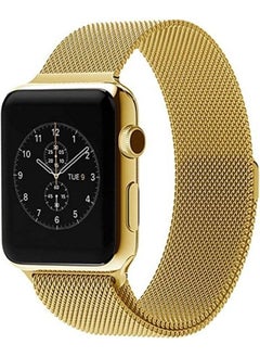 Milanese Loop Strap for Apple Watch Band 44mm 42mm 45mm Stainless Steel Metal Alloy Replacement Strap for iWatch Series SE/6/5/4/3/2/1 (42mm/44mm/45mm, Gold)