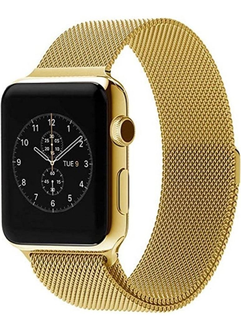 Generic - Milanese Loop Strap for Apple Watch Band 44mm 42mm 45mm Stainless Steel Metal Alloy Replacement Strap for iWatch Series SE/6/5/4/3/2/1 (42mm/44mm/45mm, Gold) - Image 1