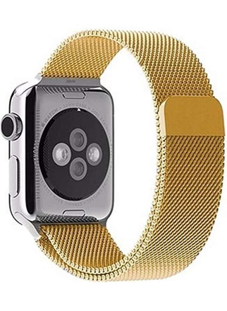 Generic - Milanese Loop Strap for Apple Watch Band 44mm 42mm 45mm Stainless Steel Metal Alloy Replacement Strap for iWatch Series SE/6/5/4/3/2/1 (42mm/44mm/45mm, Gold) - Image 1