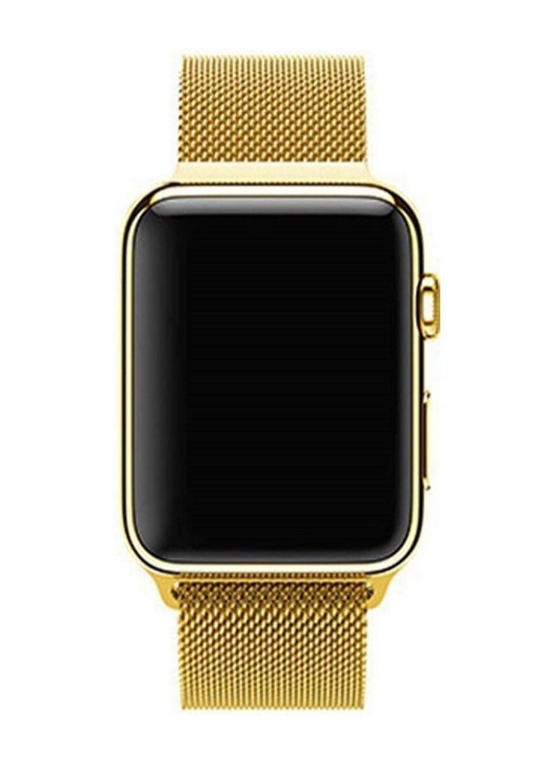 Generic - Milanese Loop Strap for Apple Watch Band 44mm 42mm 45mm Stainless Steel Metal Alloy Replacement Strap for iWatch Series SE/6/5/4/3/2/1 (42mm/44mm/45mm, Gold) - Image 1