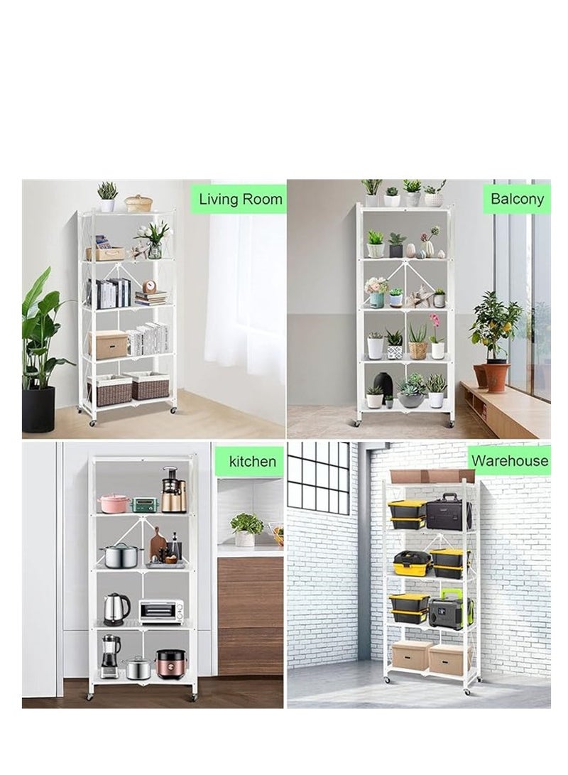5-Tier Layer Heavy Type Carbon Steel Shelving Storage Unit Rack Storage Organizer White - Image 3
