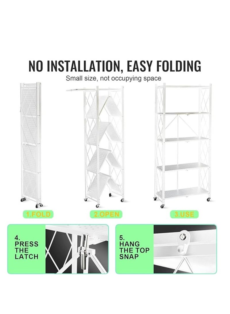 5-Tier Layer Heavy Type Carbon Steel Shelving Storage Unit Rack Storage Organizer White - Image 5