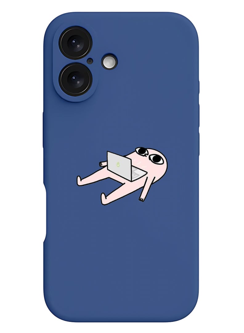 Theodor iPhone 16 Plus Blue Protective Slim Fit Case Liquid Silicone Cover with Full Body Protection Anti-Scratch Shockproof Case For iPhone - Sleep with Laptop - Image 1