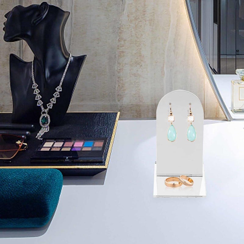 Acrylic Mirror Plate Jewelry Display Stand For Earrings Rings Necklaces - Image 5
