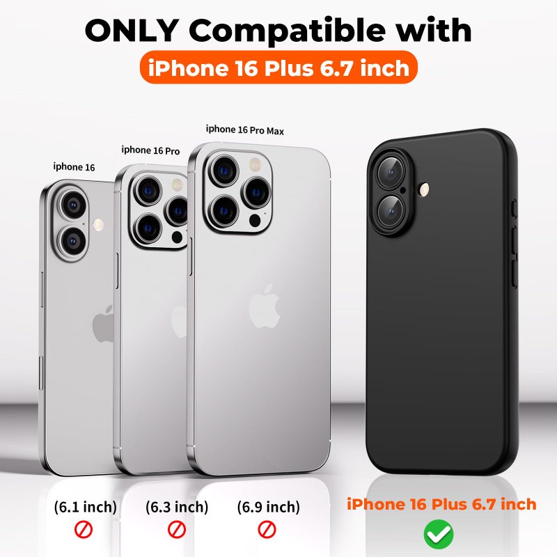 SUPFINE Designed for iPhone 16 Plus Case,Premium Liquid Silicone with [Soft Anti-Scratch Microfiber Lining][Upgraded Camera Protection] Slim Shockproof Protective Phone Case for Men Women Girls,Black - Image 2