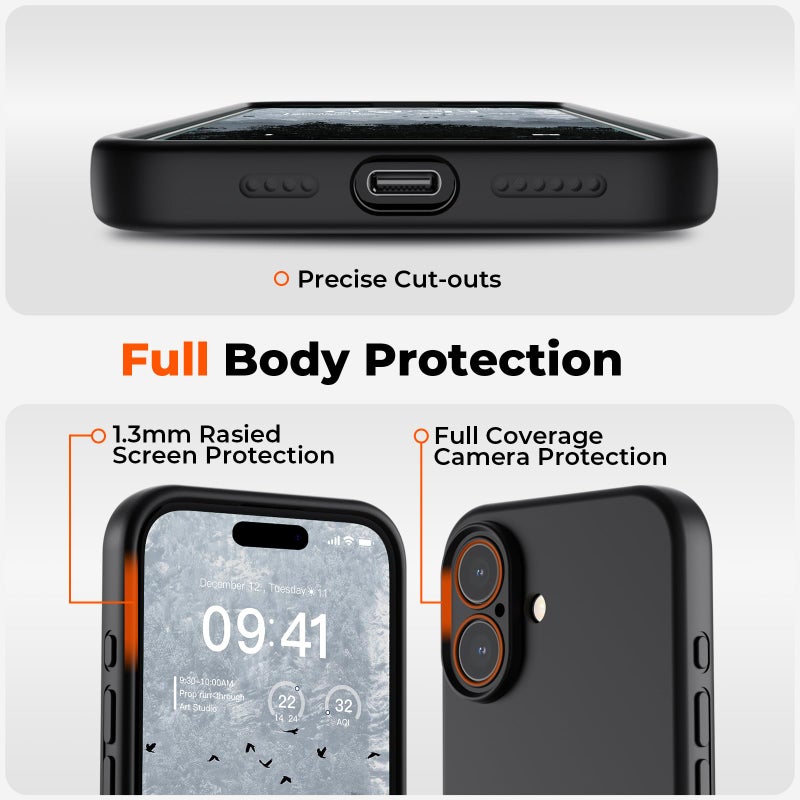 SUPFINE Designed for iPhone 16 Plus Case,Premium Liquid Silicone with [Soft Anti-Scratch Microfiber Lining][Upgraded Camera Protection] Slim Shockproof Protective Phone Case for Men Women Girls,Black - Image 4