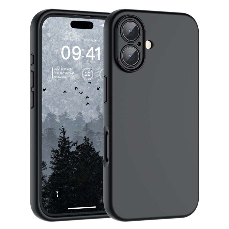 SUPFINE Designed for iPhone 16 Plus Case,Premium Liquid Silicone with [Soft Anti-Scratch Microfiber Lining][Upgraded Camera Protection] Slim Shockproof Protective Phone Case for Men Women Girls,Black - Image 1