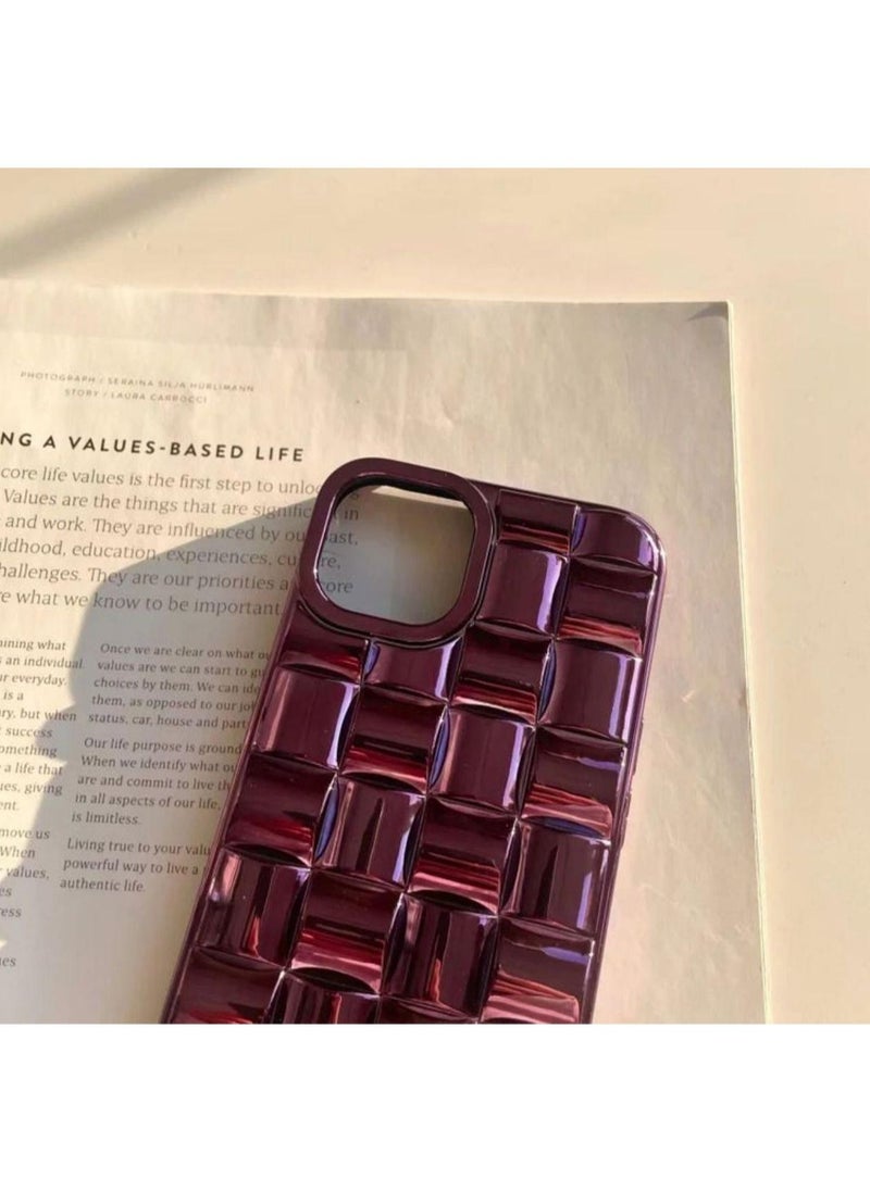 Color Fans - Glossy Purple 3D Cube Weave Texture iPhone 14 13 12 Pro Max Case iPhone 14 13 12 Pro Case iPhone 14 Plus Case iPhone 14 13 12 Case - Image 1