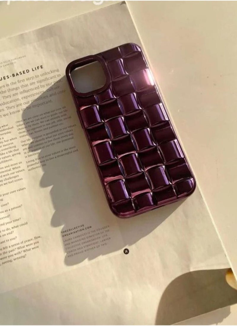 Color Fans - Glossy Purple 3D Cube Weave Texture iPhone 14 13 12 Pro Max Case iPhone 14 13 12 Pro Case iPhone 14 Plus Case iPhone 14 13 12 Case - Image 1