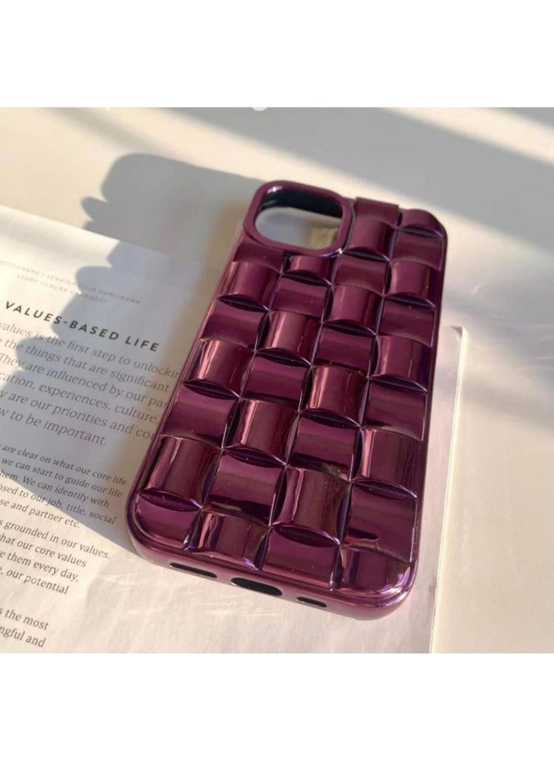 Color Fans - Glossy Purple 3D Cube Weave Texture iPhone 14 13 12 Pro Max Case iPhone 14 13 12 Pro Case iPhone 14 Plus Case iPhone 14 13 12 Case - Image 1