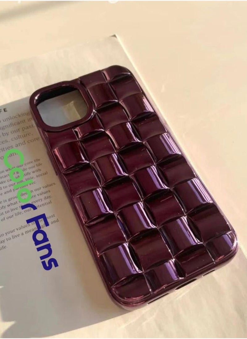 Color Fans - Glossy Purple 3D Cube Weave Texture iPhone 14 13 12 Pro Max Case iPhone 14 13 12 Pro Case iPhone 14 Plus Case iPhone 14 13 12 Case - Image 1