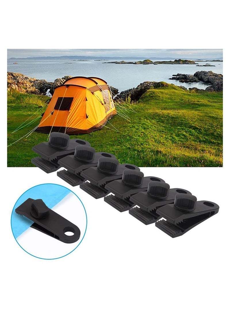 Y&D 10 Sets of Bungee Balls and Tarp Clips Black 6 Inches Ball Cord Heavy Duty Lock Grip Clamps Shark Fasteners Holder for Camping Tents Cargo Pool Awning Car Cover Holding Wire Hoses - Image 4