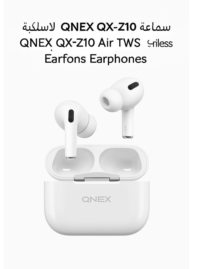QNEX QX-Z10 Air TWS Wireless Earphones AirPods Earbuds – Bluetooth 5.1, Charging Case, Anti-Fingerprint Silicone Cover - Image 1