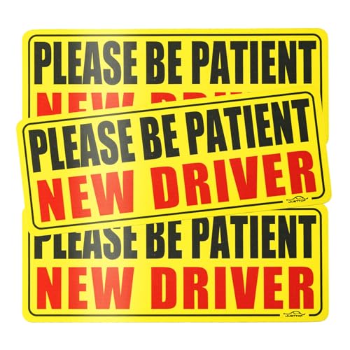JUSTTOP New Driver Magnet for Car, Please Be Patient Student Driver, 3Pcs New Driver Magnet Safety Warning Magnetic Reflective Rookie Driver Bumper Sticker,Car Exterior Accessories - Image 1