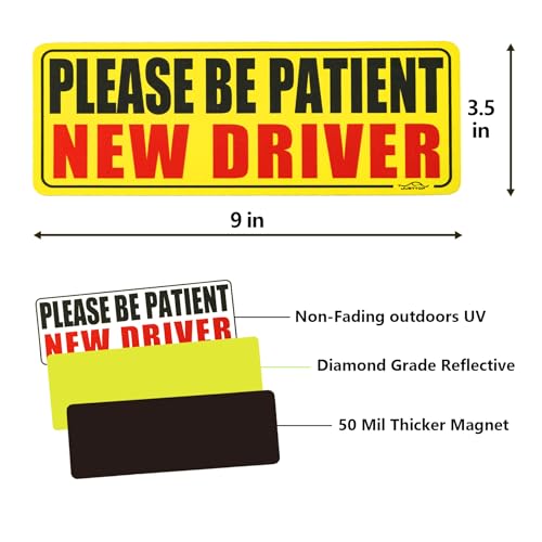 JUSTTOP New Driver Magnet for Car, Please Be Patient Student Driver, 3Pcs New Driver Magnet Safety Warning Magnetic Reflective Rookie Driver Bumper Sticker,Car Exterior Accessories - Image 3