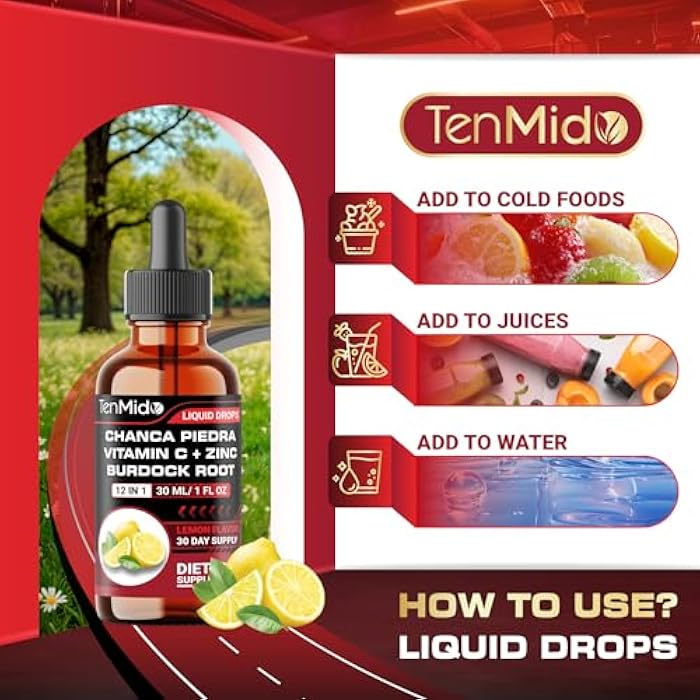 Tenmido Chanca Piedra Stone Breaker Drops - 12in1 with Burdock Root, Milk Thistle, Turmeric, Cranberry, Marshmallow Root, Dandelion, Ginger and More | Alcohol-Free, Vegan, Non-GMO - 30ml 1 Fl OZ - Image 5