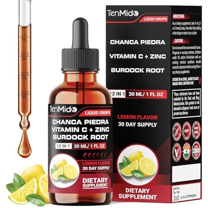 Tenmido Chanca Piedra Stone Breaker Drops - 12in1 with Burdock Root, Milk Thistle, Turmeric, Cranberry, Marshmallow Root, Dandelion, Ginger and More | Alcohol-Free, Vegan, Non-GMO - 30ml 1 Fl OZ - Image 1
