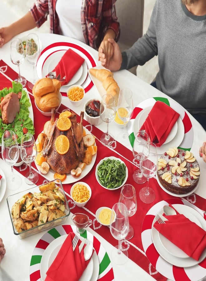 Qilery 60 Pcs Disposable Christmas Candy Placemats 12 Inch Christmas Red Green Sweets Paper Round Placemats Table Mats Candy Canes for Xmas Party Home Decorations Kitchen Dining Table - Image 5