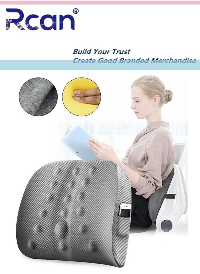 Back and Lumbar Support Pillow for Office Chair Memory Foam Cushion with Anti-Slip Particles 2 Adjustable Straps for Computer Chair Office Chair Car Seat Recliner