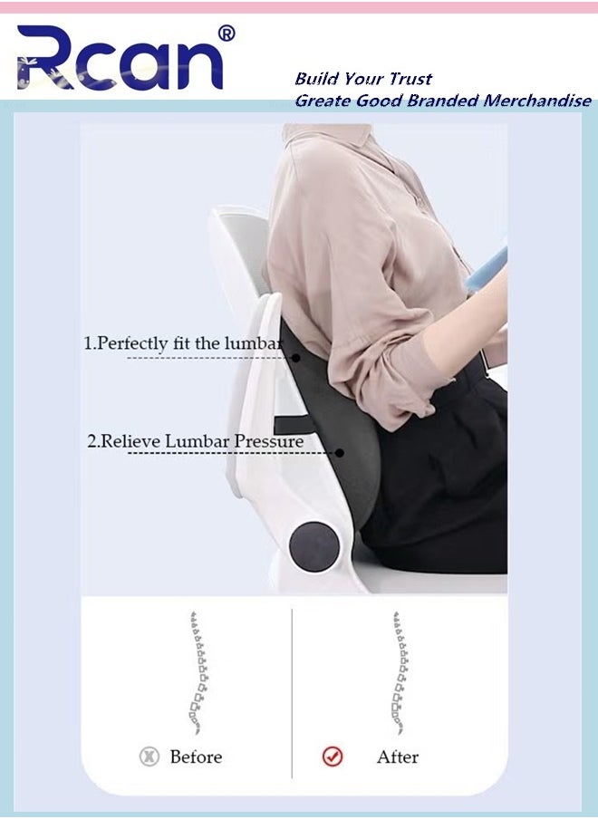 Back and Lumbar Support Pillow for Office Chair Memory Foam Cushion with Anti-Slip Particles 2 Adjustable Straps for Computer Chair Office Chair Car Seat Recliner