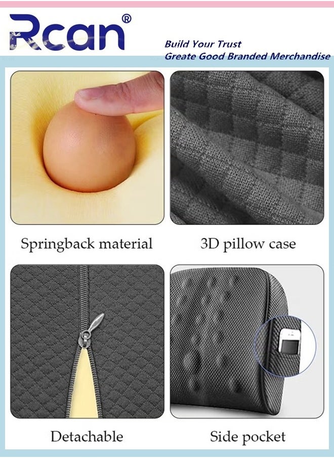 Back and Lumbar Support Pillow for Office Chair Memory Foam Cushion with Anti-Slip Particles 2 Adjustable Straps for Computer Chair Office Chair Car Seat Recliner