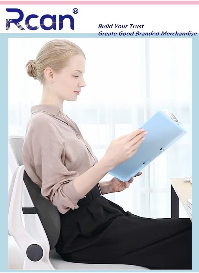 Back and Lumbar Support Pillow for Office Chair Memory Foam Cushion with Anti-Slip Particles 2 Adjustable Straps for Computer Chair Office Chair Car Seat Recliner