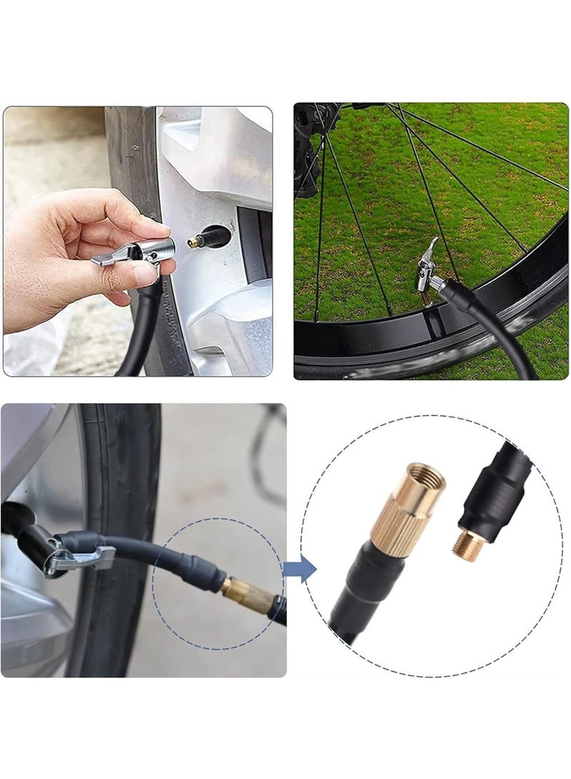 Generic 2PCS Tire Inflator Hose Adapter,12cm*29cm Air Chuck with Braided Hose and Presta Valve Adaptor for Air Compressor,Valve Adapter for Tire Pump's Twist On Convert to Lock On Connection - Image 4