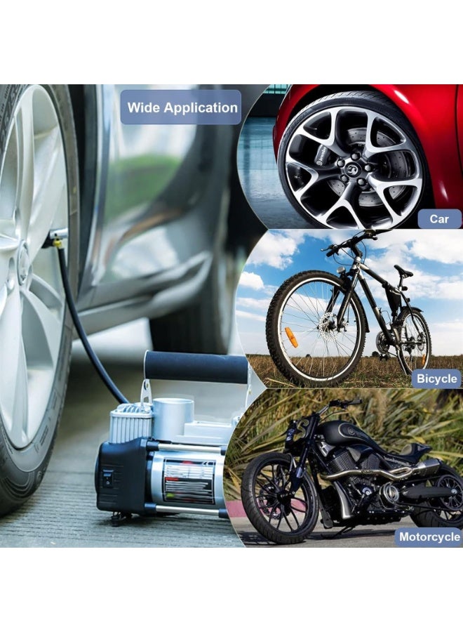 Generic 2PCS Tire Inflator Hose Adapter,12cm*29cm Air Chuck with Braided Hose and Presta Valve Adaptor for Air Compressor,Valve Adapter for Tire Pump's Twist On Convert to Lock On Connection - Image 5